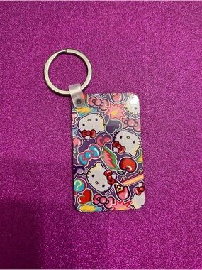 Hello Kitty Purple Multicolor Pattern Keyring